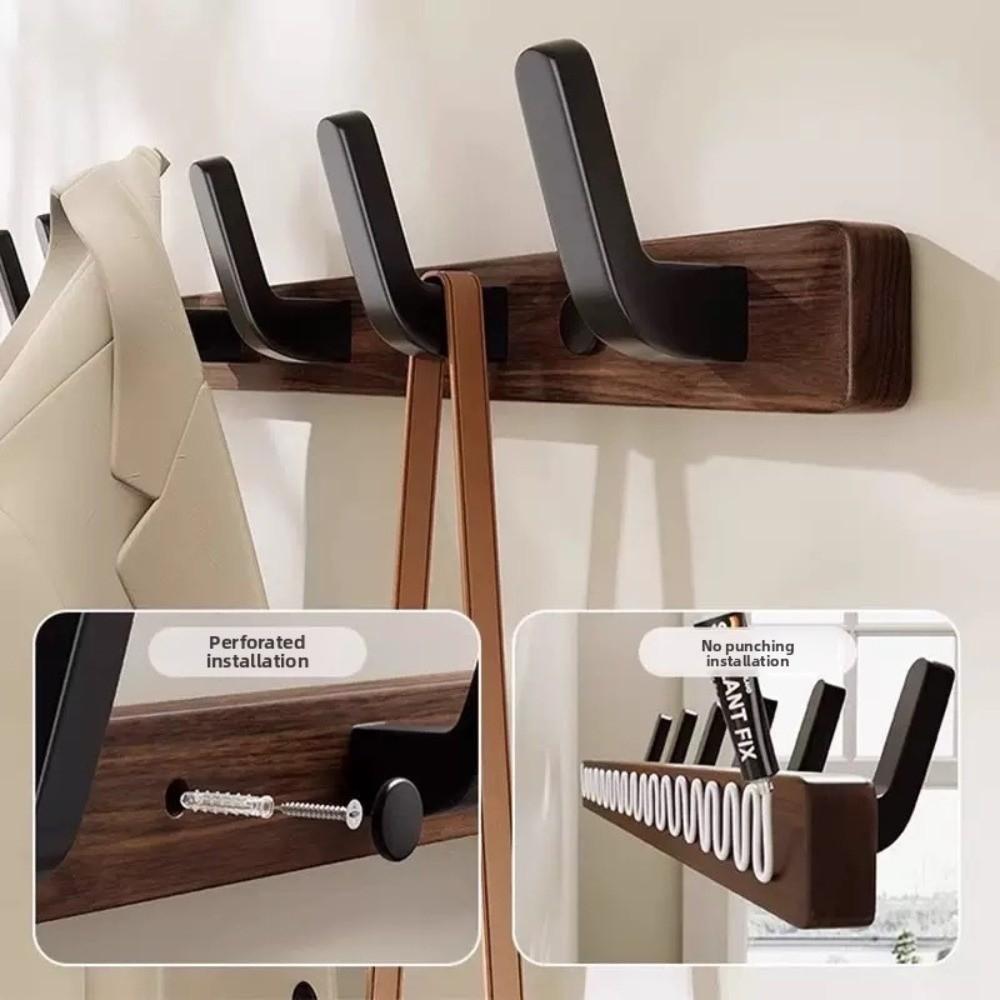 Entrance Hanging Walnut Wood Clothes Hook Without Punching Hats Organizer Fitting Room