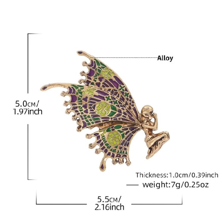 Delicate Floral Faerie Brooch Alloy Pin Featuring Butterfly Wing Elegant Suit Accessory Women Fashion Jewelry