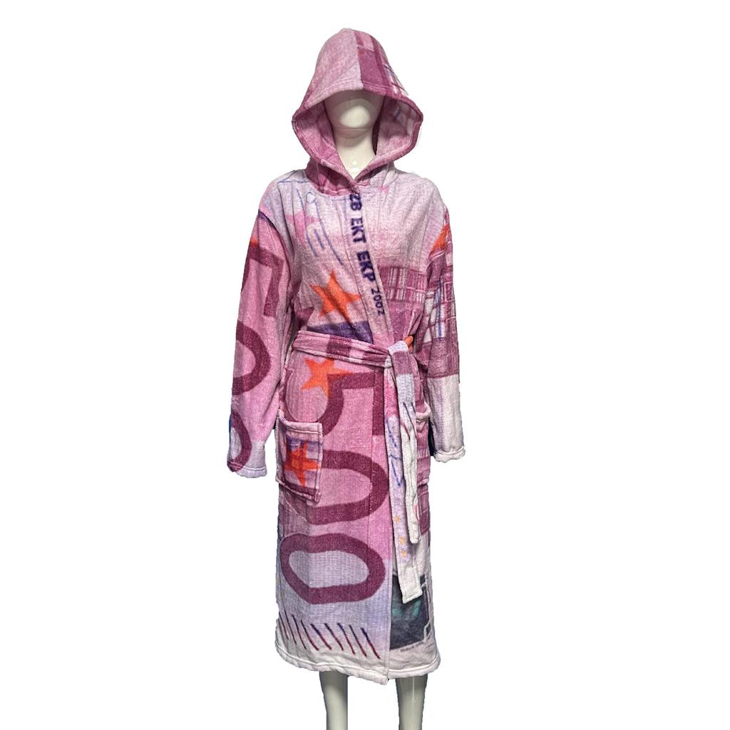 Couples' Casual Flannel Hooded Bathrobe Pajamas
