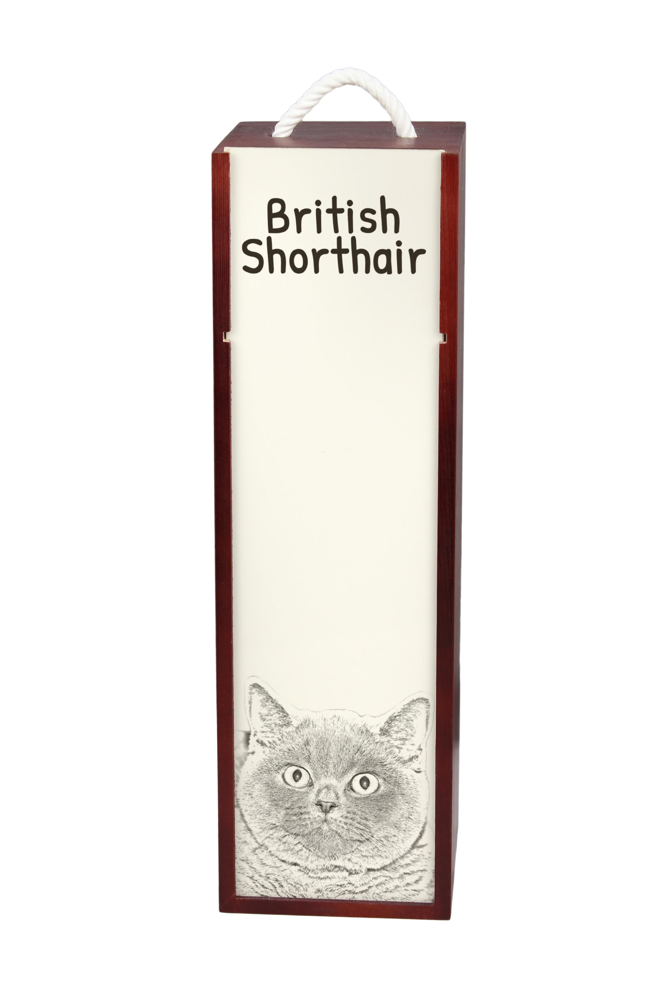 

British Shorthair - wine box with a cat, alcohol box with graphics, personalized gift box from the Art-Dog brand коричневий