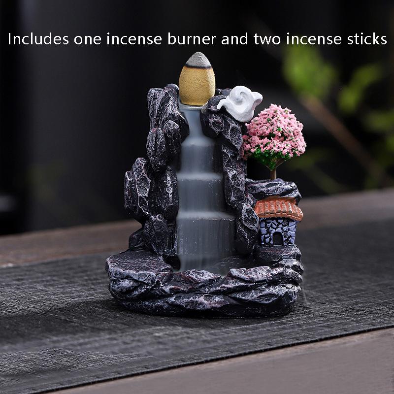 Gorgeous Resin Backflow Incense Burner Waterfall,Perfect Home Decor and Aromatherapy Accessory for Christmas Day Gifts