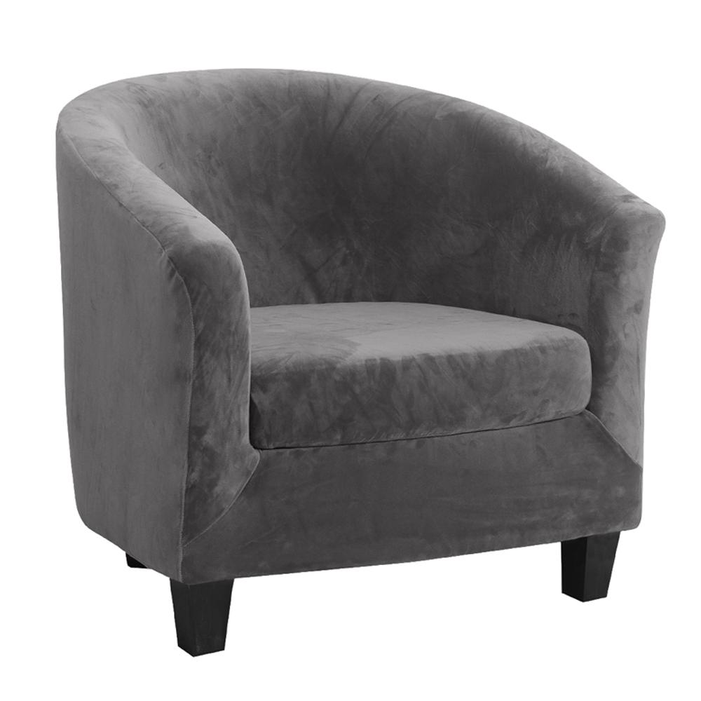 2 шт. бархатные чехлы для стульев-ванн с чехлом для подушки съемный эластичный чехол для клубного кресла серый