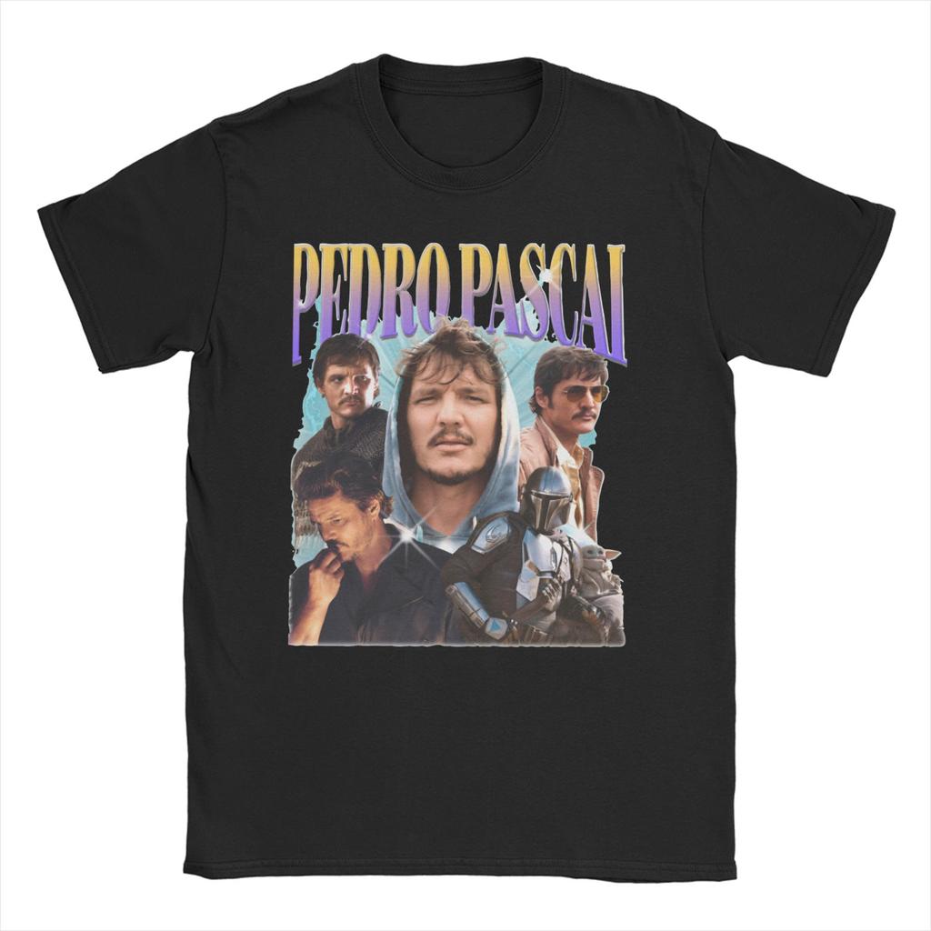 2026 Herren Damen Pedro Pascal T-Shirt Lustiger Schauspieler Vintage 90er Reine Baumwolle Oberteile Mode Kurzarm Rundhals T-Shirts Neue T-Shirts