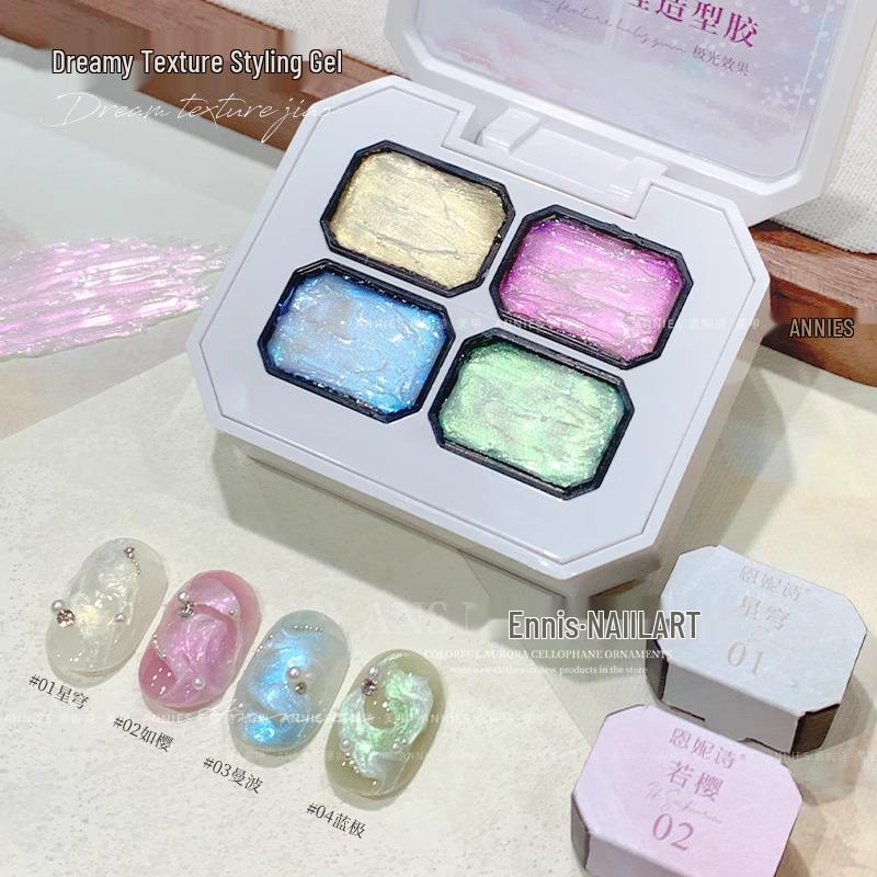 

Ennis Dreamy Iridescent Texture Gel: Non-Flowing, Semi-Solid, Wash-Free 3D Nail Polish.