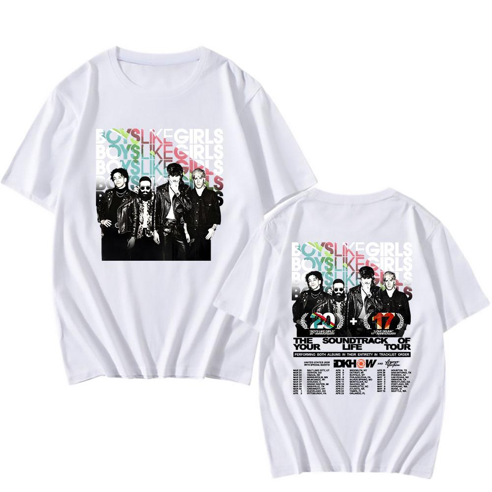 BLG THE SOUNDTRACK OF YOUR LIFE TOUR T-shirt BOYS LIKE GIRLS Rock Band Tshirts Cotton Short Sleeve Loose T Shirt Streetwear