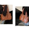 Women Retro Soft Leather Tote Bag Large Capacity Shoulder Handbag Vintage Multi-Pocket Work Shopping Crossdbody Bags