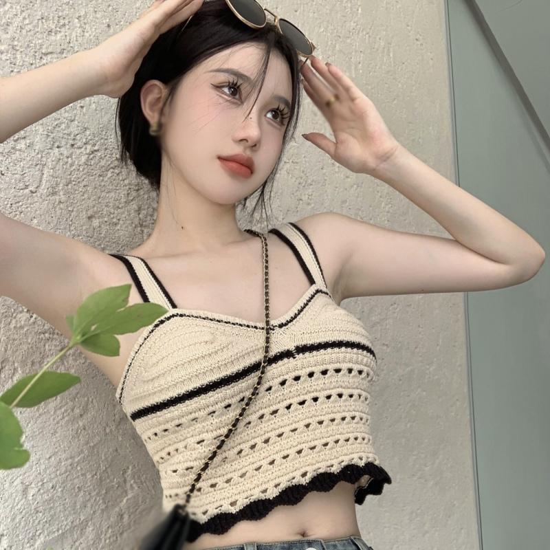 

Женская эластичная вязаная майка с открытой спиной, тонкие майки, пляжные топы One Size