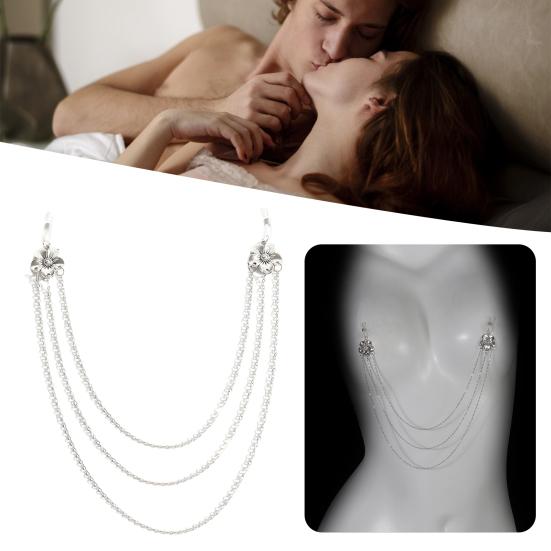 Floral Breast Chain Non Piercing Nipple Chain Sexy Layered Body Chain Jewelry Nipple Accessories for Beach Party Bikini