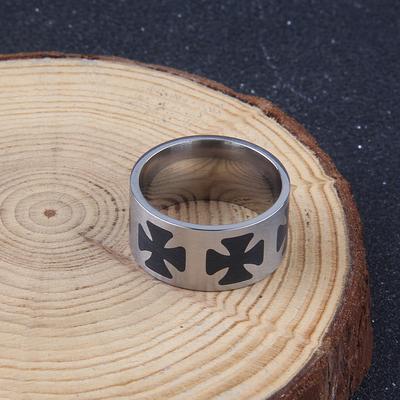 316L Edelstahl Eisernes Kreuz Ring für Herren - Maltesisches Spinner-Design Unisex Komfort-Passform Ehering mit Jet-Epoxid-Finish