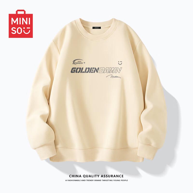 MINISO Men's Z Series Heavyweight Trendy Letter Print Crewneck Sweatshirt