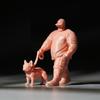 1/64 Scale Resin Model Depicting A Man Strolling With His Pet Dog Miniature Figure For Craft Projects And Toy Displays
