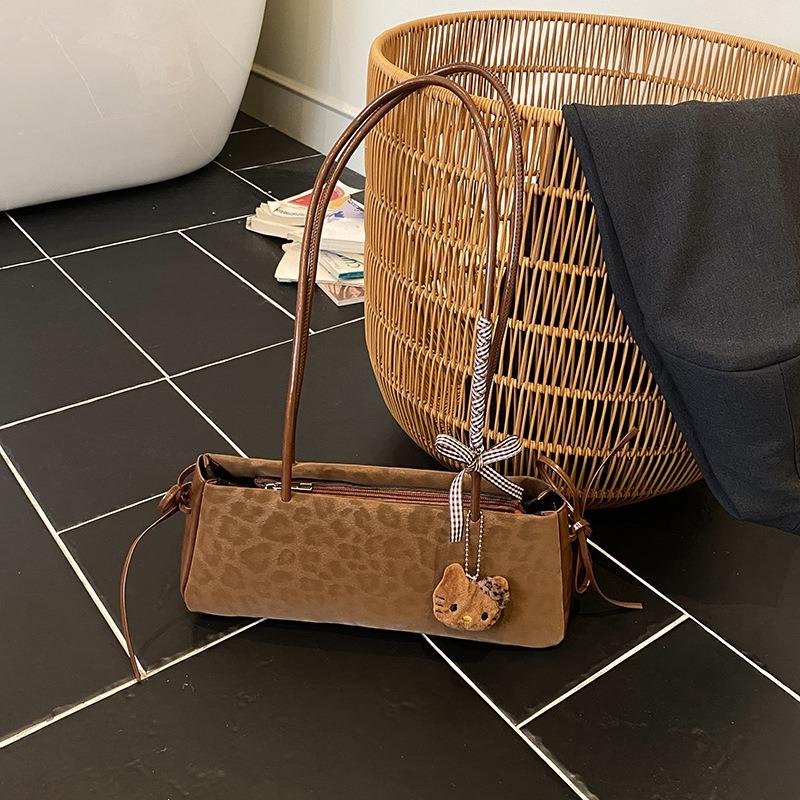 Retro Leopard Print Bag Women's Autumn New Niche Armpit Bag Fashionable High-value Simple Shoulder Bag Women