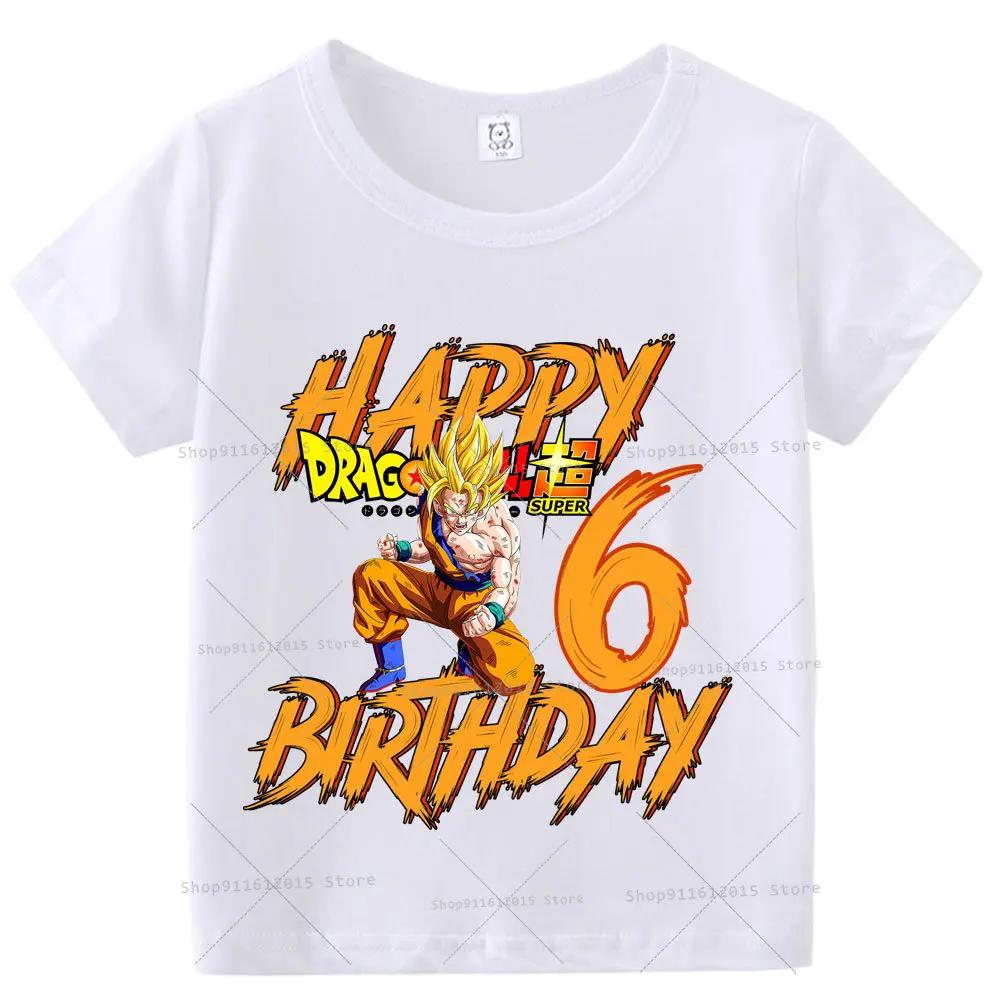 Boy Number T Shirt Kids Birthday Clothes Anime Cartoon Toddler Short Sleeve Tops Summer Casual Children Cotton Tee
