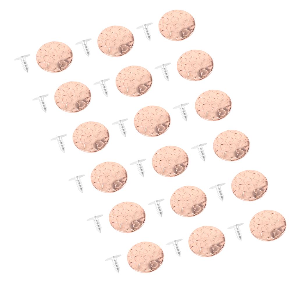 125 Sets Pants Buttons Rose Gold Color 17mm Heart Pattern Pointed Aluminum Screws Combo Thread