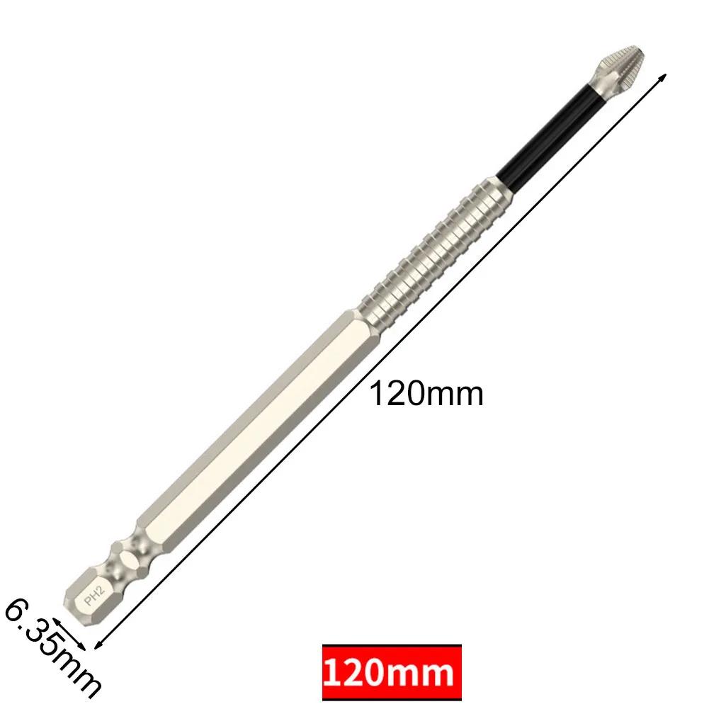 1pc 25/50/65/70/75/90/100/120/150mm Cross-Magnetic Screwdriver Bit Alloy Steel Anti-Slip Long Drill Bits PH2 Non-slip Hand Tools