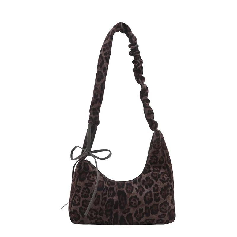 Retro Leopard Print Tote Bag for Women Autumn and Winter New Large Capacity Messenger Shoulder Bag
