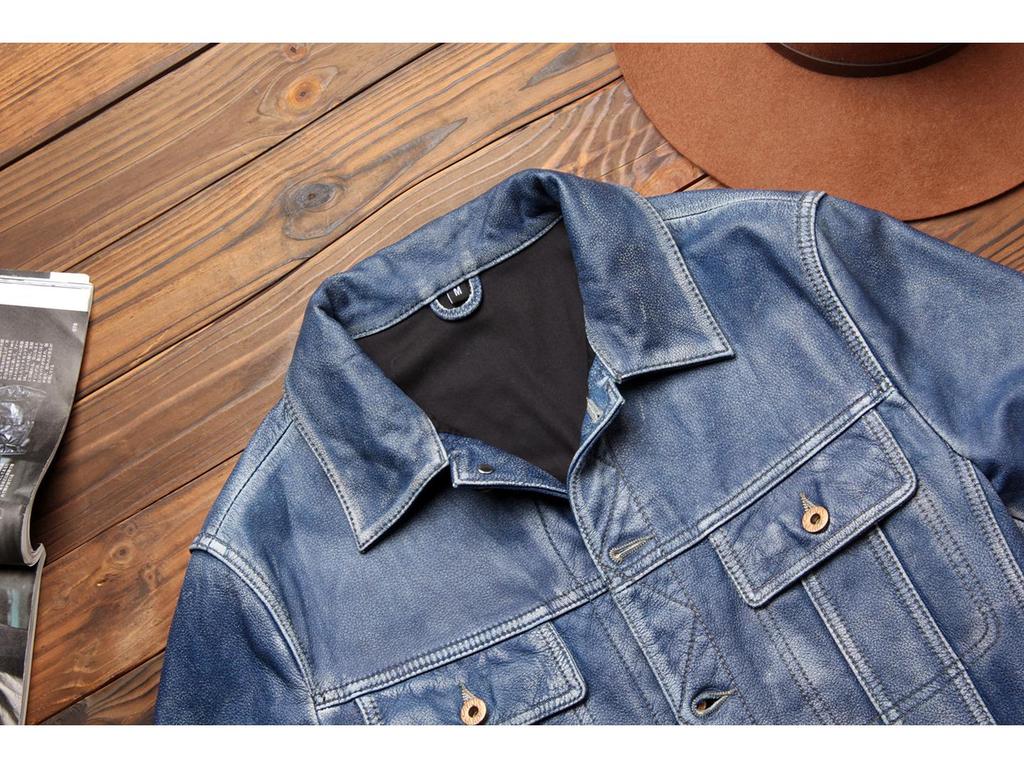 Men's Retro Stone Ground Leather Jacket - Storm Rider Cowhide Lapel Outerwear