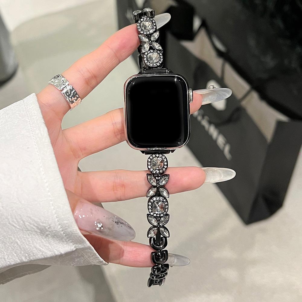 For Apple Watch Series 10 42mm/9 8 7 41mm/SE (2023) SE (2022) SE 6 5 4 40mm/3 2 1 38mm Band Zircon Gems Bracelet