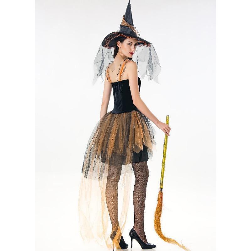 Ladies Mesh Halloween Witch Costume, Cosplay, Game Uniform, Wizard Stage Costume