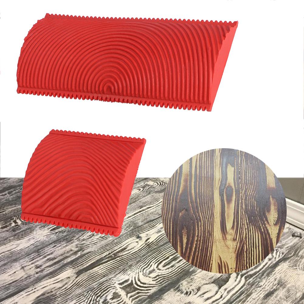 2Pcs/Set Rubber Serrated Wood Grain Effect Brush Painting Tools DIY Wall Decoration