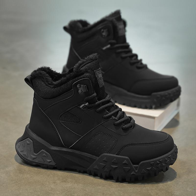 Trendy Thick Soled Sports Lace Up Comfortable Warm Ankle Boots Mens Shoes Outdoor Boots Autumn Winter Retro Workwear Shoes