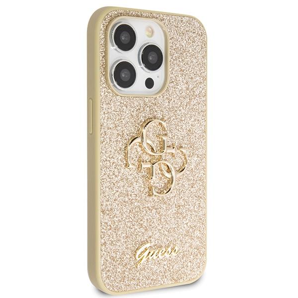 Etui Do iPhone 14 Pro Guess Glitter Script Big 4G Złote