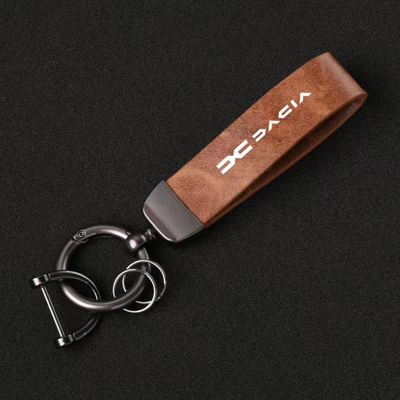 

High-Grade Luxury Leather Car Keychain Men Women Key Ring For Dacia Logan Sandero Duster Lodgy Spring Anti-lost Ayto Accessories