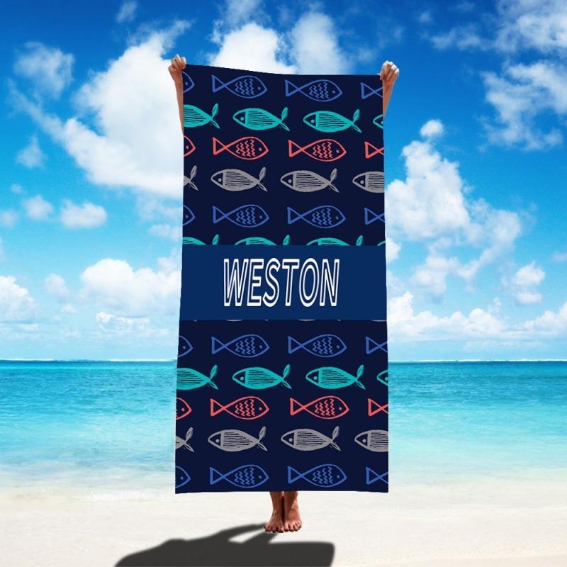 

Fish Beach Towel Ocean Life Polyester Bath Towel Quick Drying Sandless Blanket for Summer Vacation Pool W40*H60(CM)