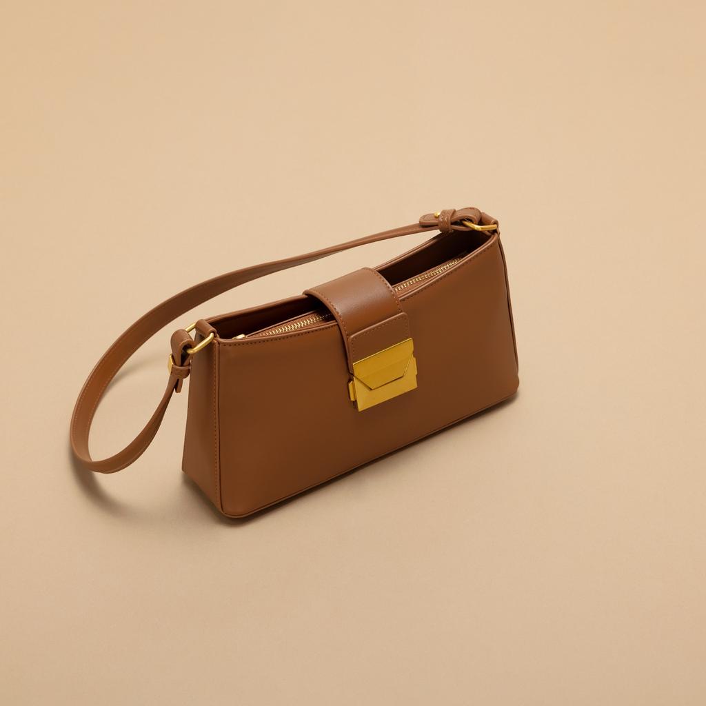 American retro soft leather underarm bag for women, 2024 spring/summer new commuter baguette bag, fashionable shoulder and crossbody bag