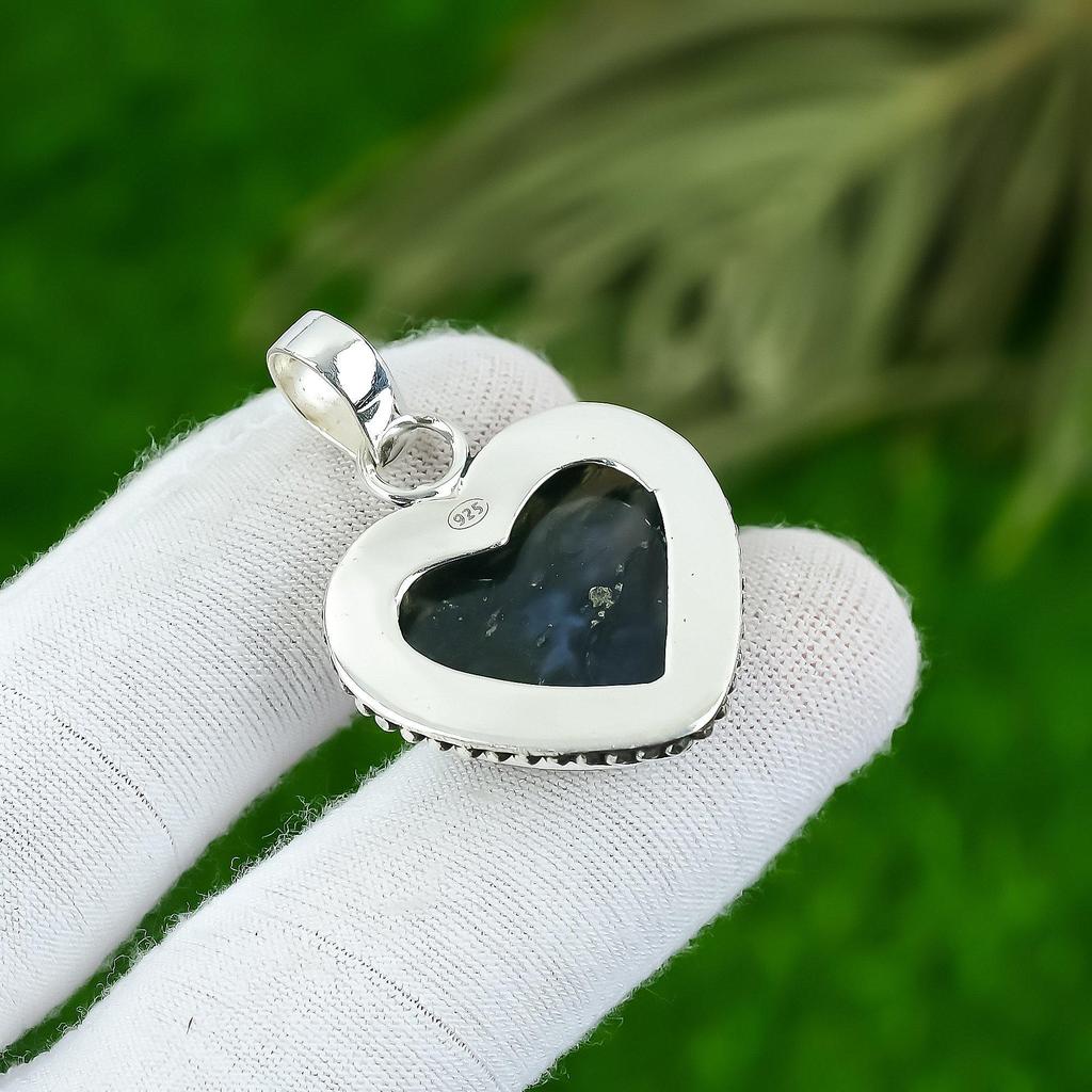 Natural Solar Moss Agate Gemstone Jewelry 925 Sterling Silver Pendant For Women