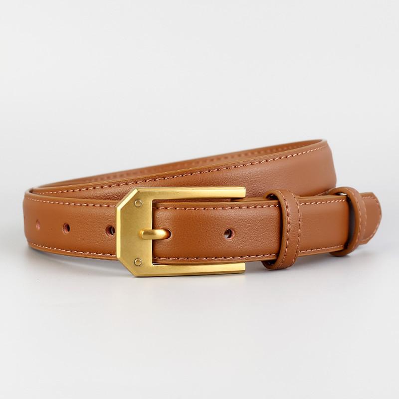 Simple Leather Belt For Women And Men With Silver Alloy Buckle For Casual And Office Wear
