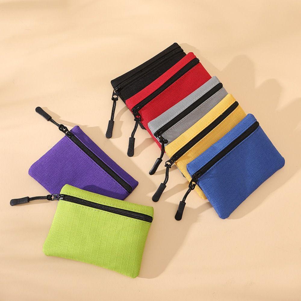 Simple Solid Color Mini Coin Purse Canvas Zipper Coin Key Bag Kid Storage Pouch Small Wallet Women Men