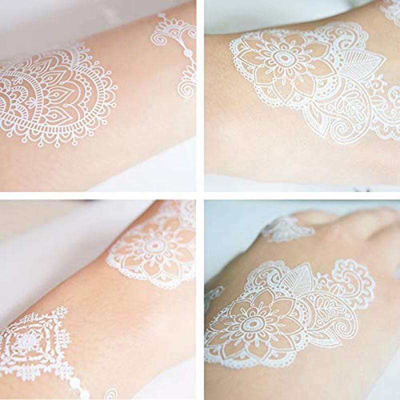 White, Lace Tattoo Sticker, 3D, Waterproof, Henna Tattoo, Arab Bride Wedding Decoration, Holiday Party Accessories