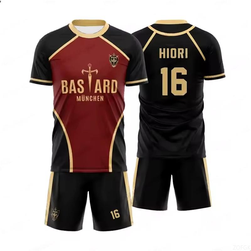 Blue Lock Anime Bastard Munchen T-shirt Shorts Set Översized Fotbollströja Set Dam Herr Vardaglig Sportkläder 2-delat Set
