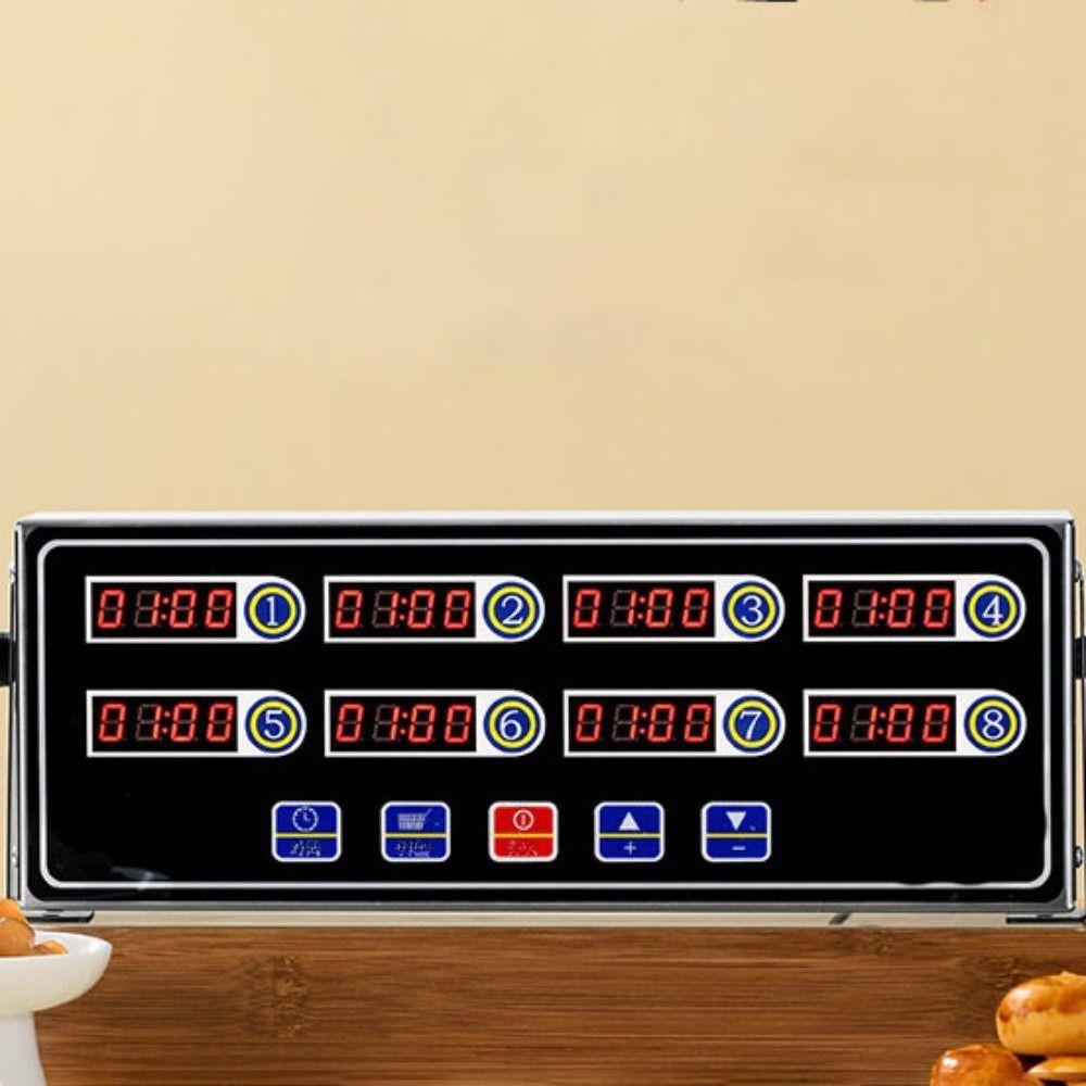 4/6/8 Channels LED Commercial Kitchen Timer Digital Screen Fried Chicken Timer Adjustable Volume Cooking Reminder Device