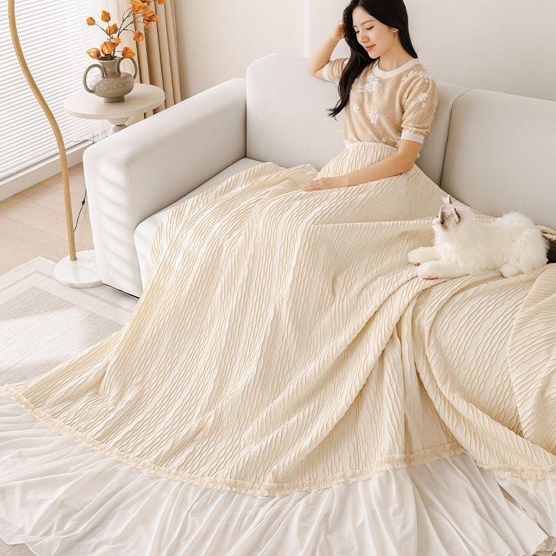 Nude Three-dimensional Dutch Velvet Light Luxury Sofa Towel One-piece Lazy Sofa Cover Cream Style Simple Sofa Cover Blanket