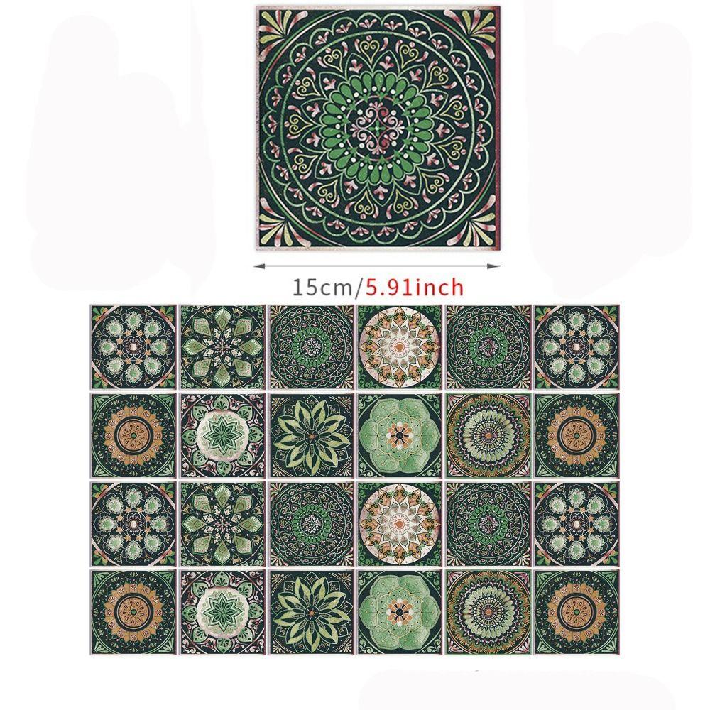 24pcs/set Self-Adhesive Kitchen Wallpaper Mandala Wall Decoration Sticker Bathroom Tile Stickers