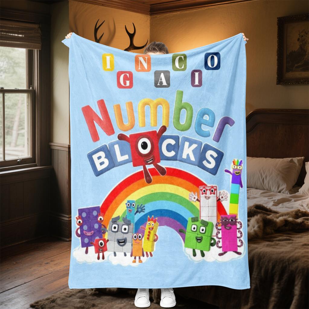 Number Blocks Plush Blanket Soft Comfortable All Seasons Perfect Gift Couch Office Nap Outdoor Travel Blanket