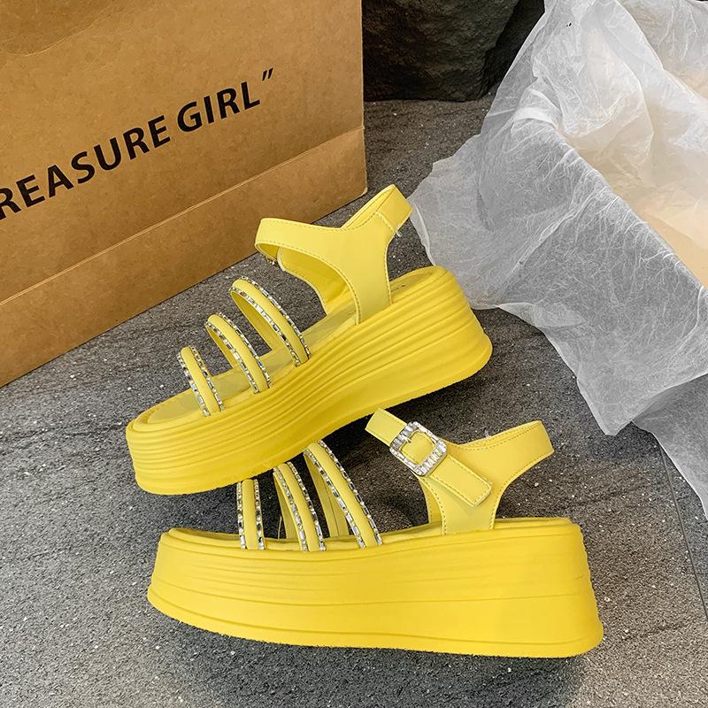 Sandals Girl 2025 Summer New Korean Version of Internet Celebrity Platform Muffin with Fairy Style with Skirt Roman Sandals Woman