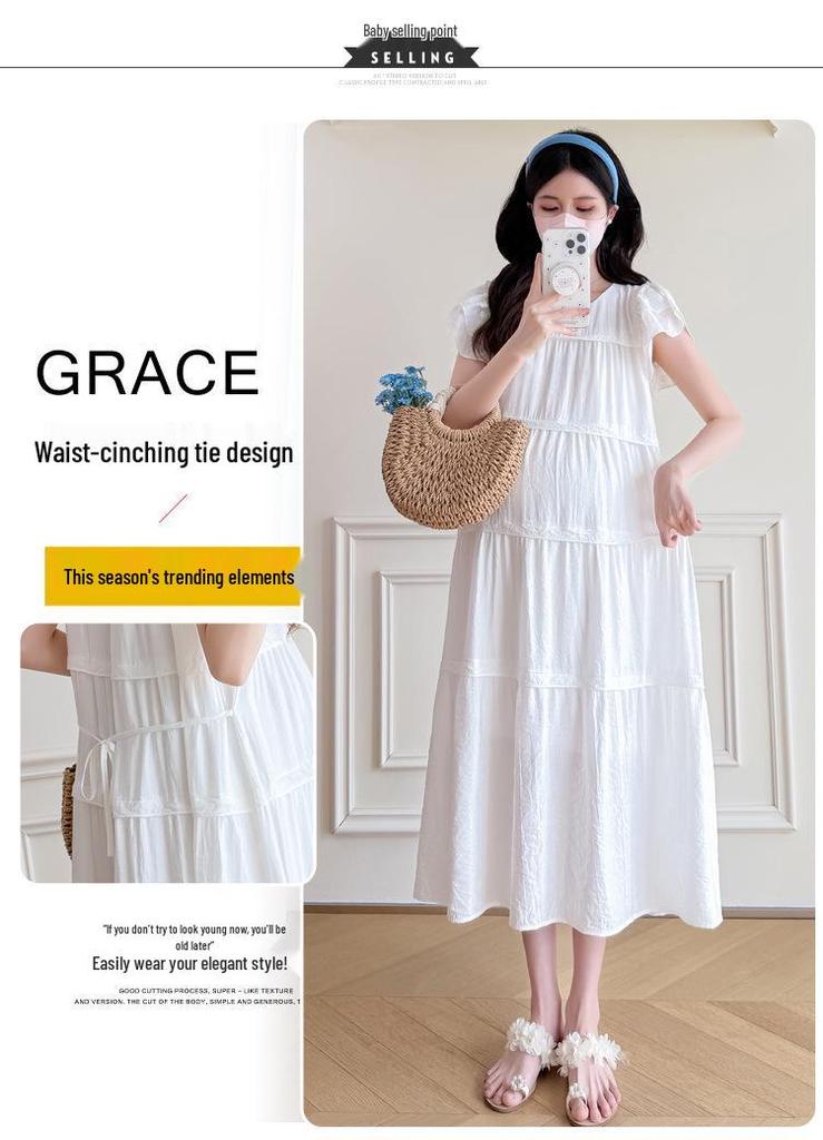 2026 Stylish Mid-length Loose Maternity Summer Dress for Trendy Moms