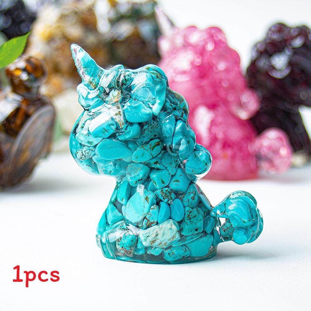 Unicorn Resin Figurine With Handcrafted Crystal Texture For Home Decor And Giftgiving