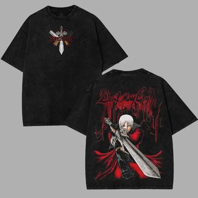 T-shirt Hommage Jeu d'Action Double Face Vintage Devil May Cry Dante