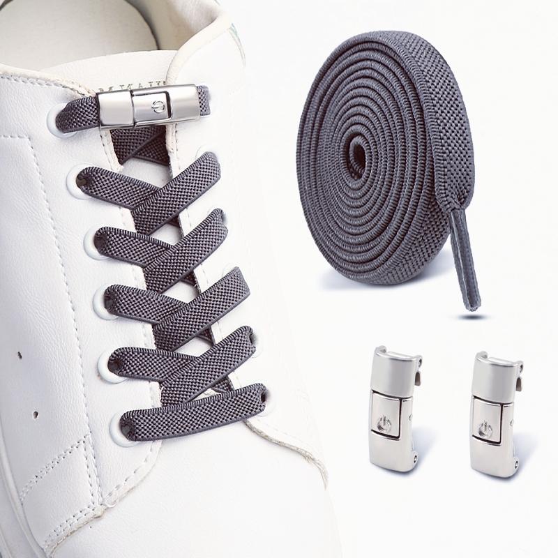 Flat Elastic Shoelace for Sneakers Sport Tieless Shoe Laces Press Lock No Tie Shoelaces One Size Fit All Adult Kids 1Pair/2Pair