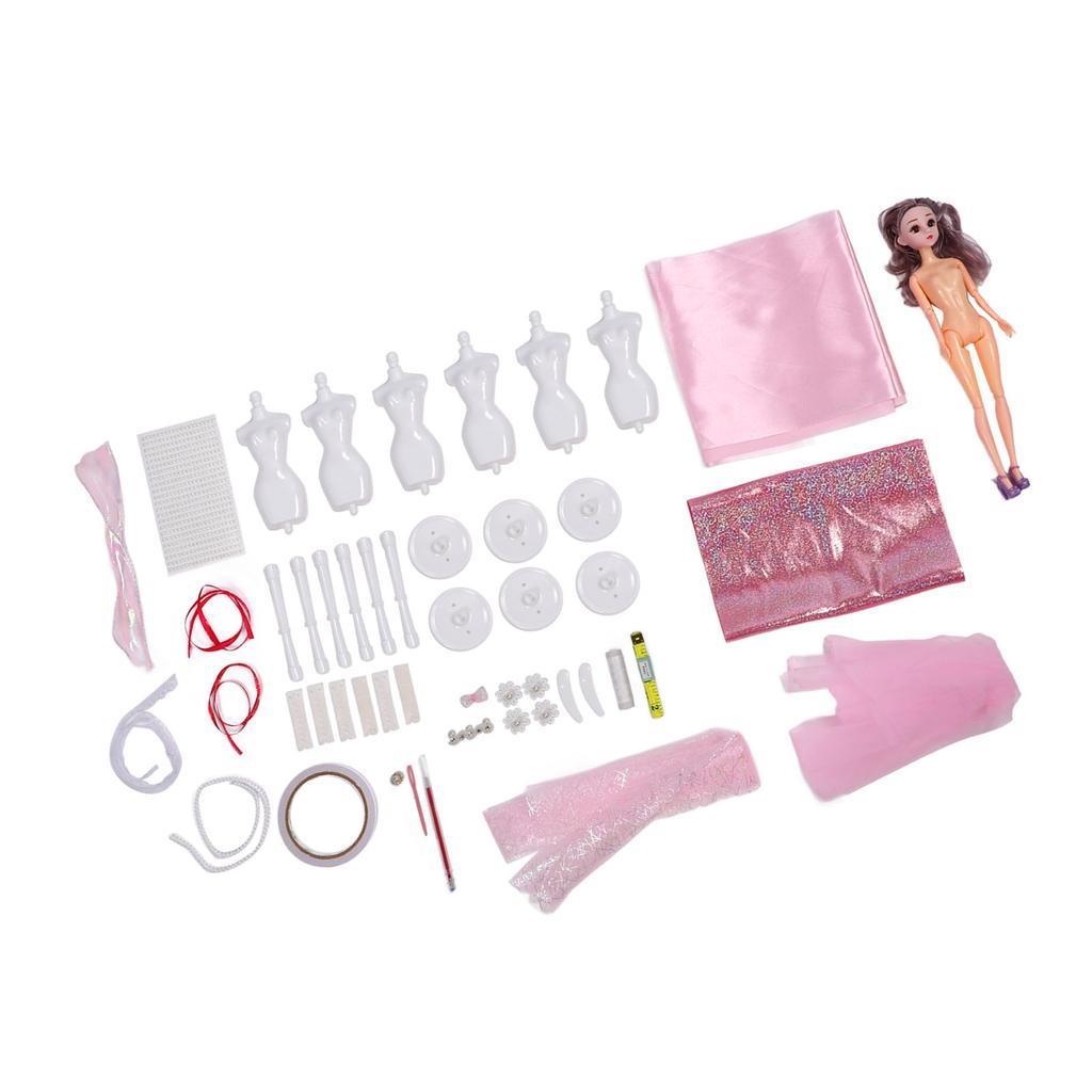 Puppenkleider-Bastelset mit 6 Puppenpuppen – Material für Mädchen