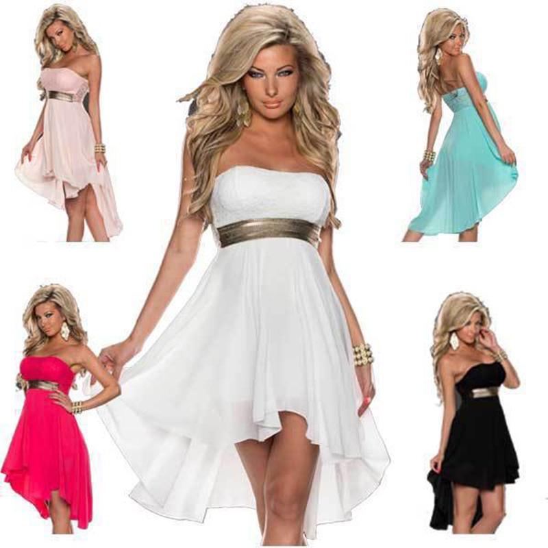 Elegant Women Ladies Strapless Chiffon Pleated Highwaisted Bridesmaid Dress
