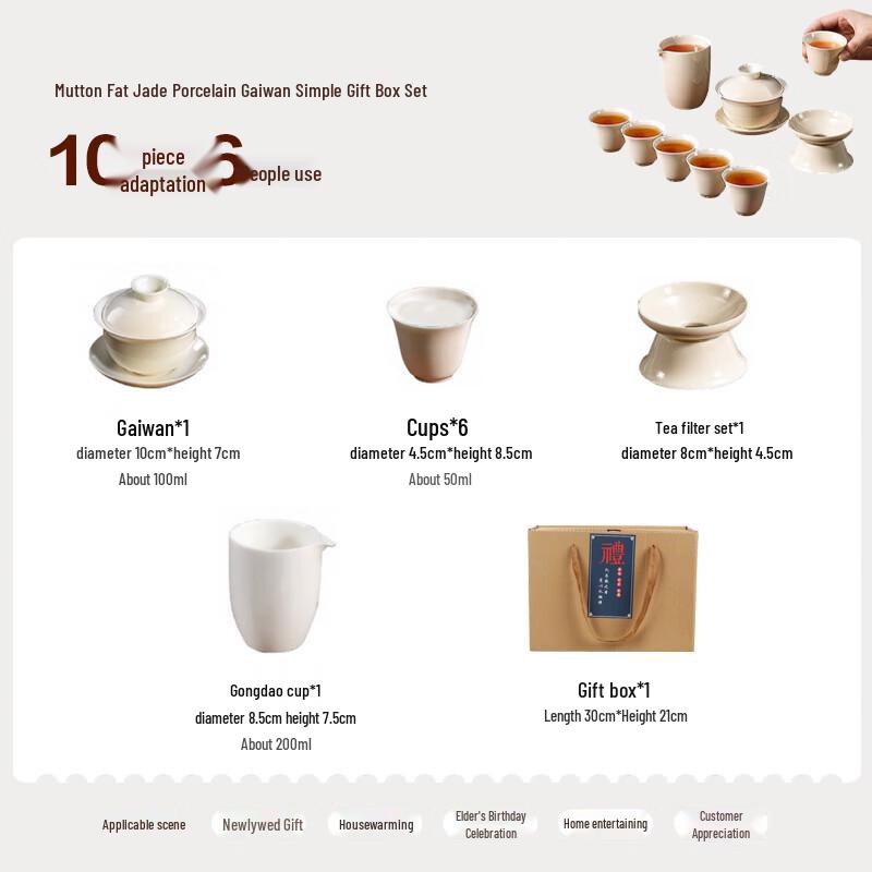 PAKCHOICE Suet White Porcelain Kung Fu Tea Gift Set