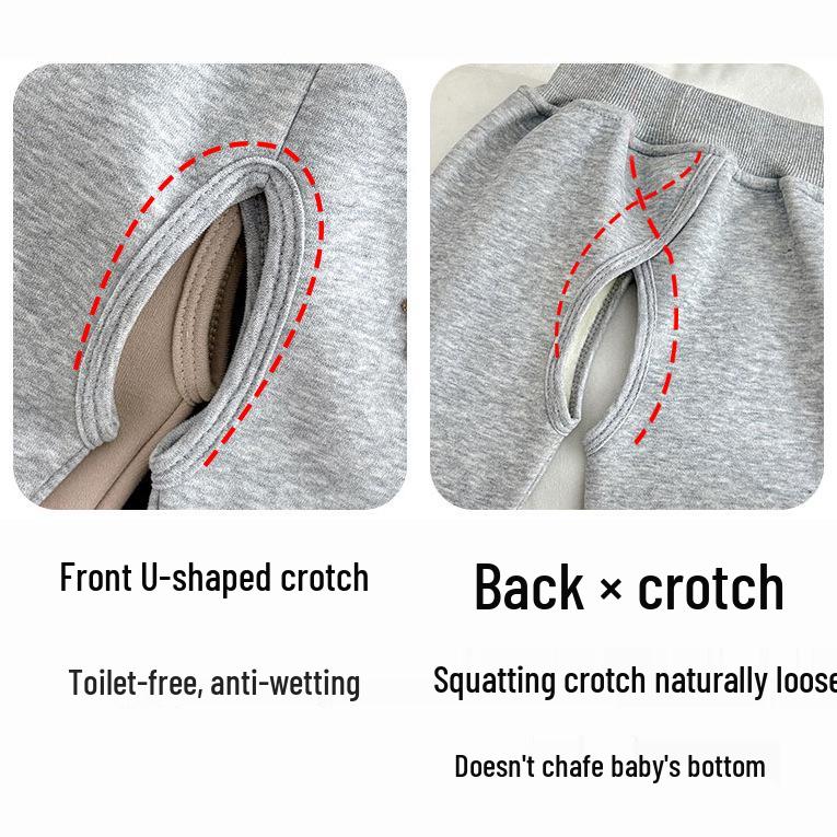 Baby-Sweathose mit Fleecefutter und offener Schritt: Verdickte, warme Herbst-/Winterkleidung für Jungen und Mädchen