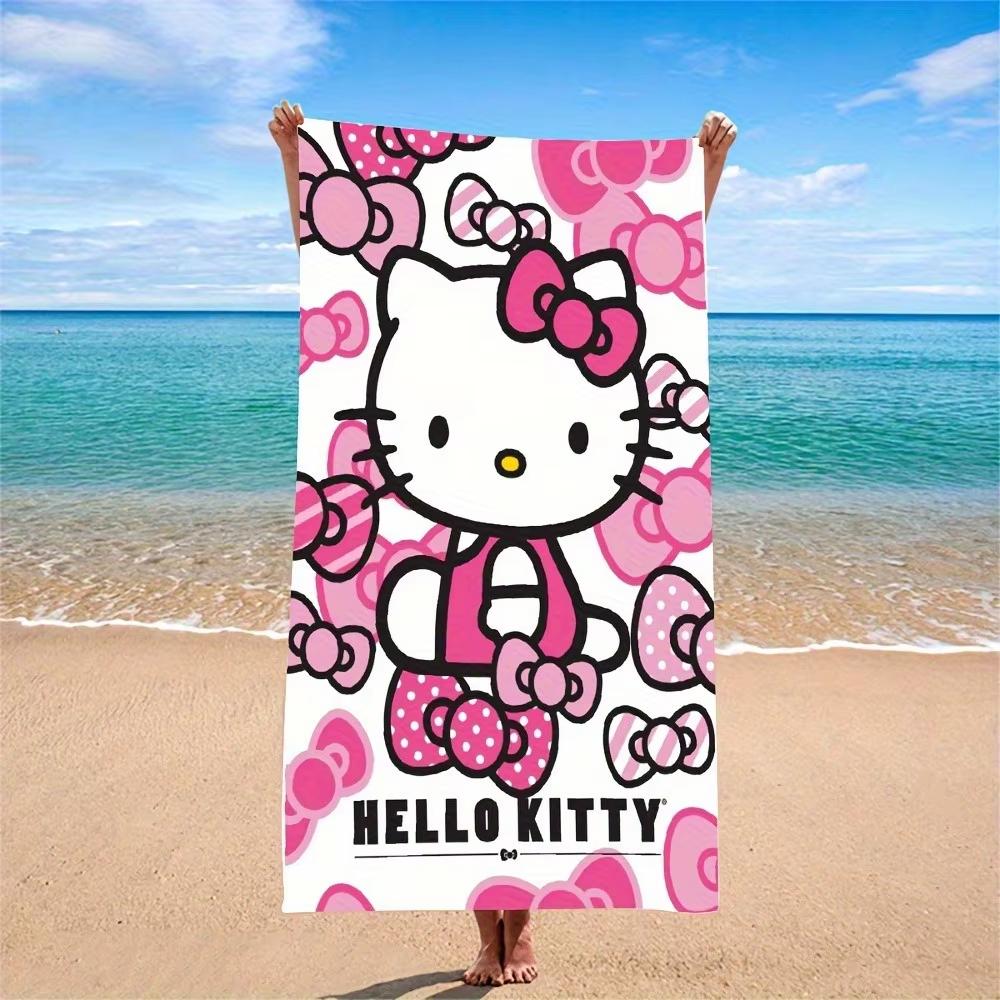

Hello Kitty Bow Beach Towel | Flat Printed Quick-Dry Soft Lightweight Sanrio Towel for Beach & Pool W40*H60(CM)