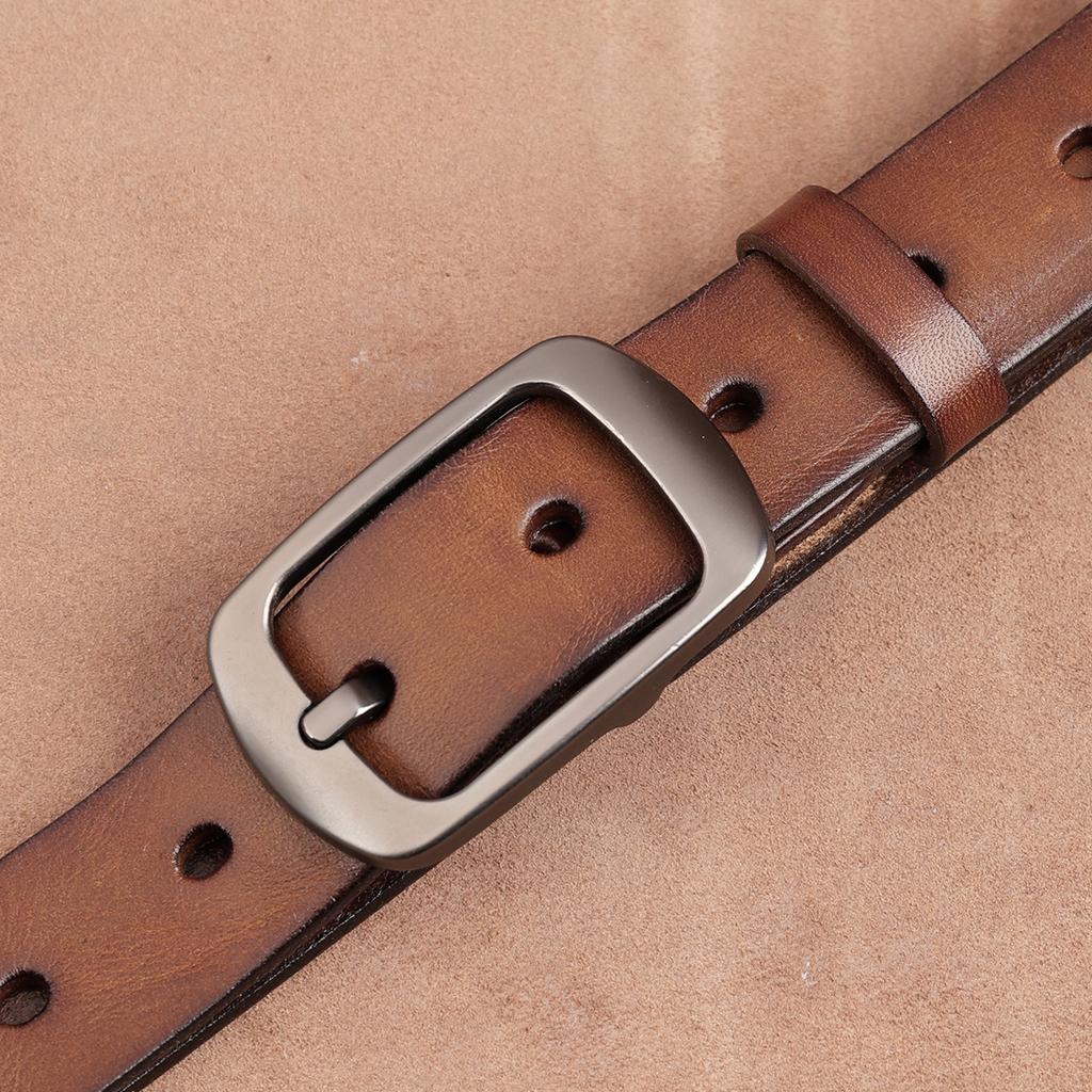 First Layer Cowhide Belt, Genuine Leather, Retro Versatile Tree Paste Leather Pin Buckle, Retro Belt, Young And Middle-Aged Belt Men