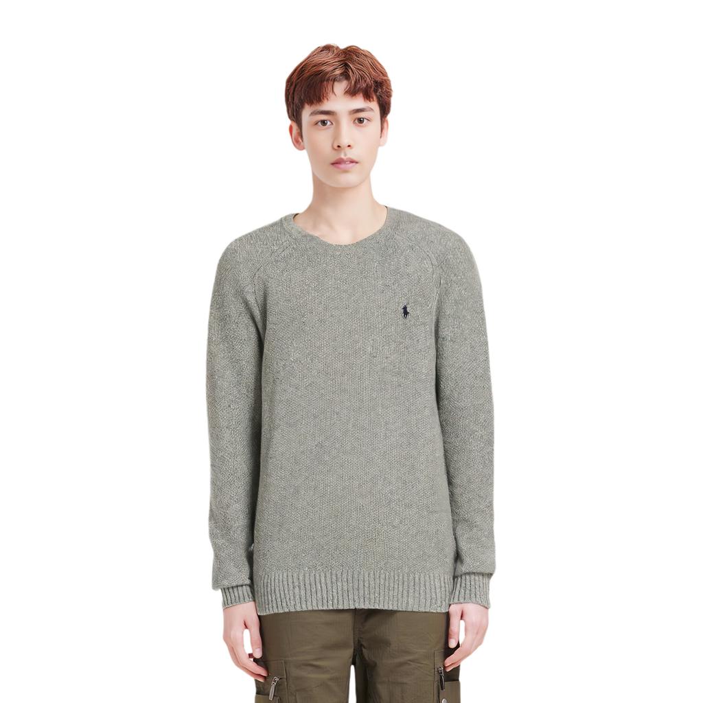 Polo Ralph Lauren FW22 Solid Logo Embroidered Knit Sweater Men sweater Gray 710878350-001
